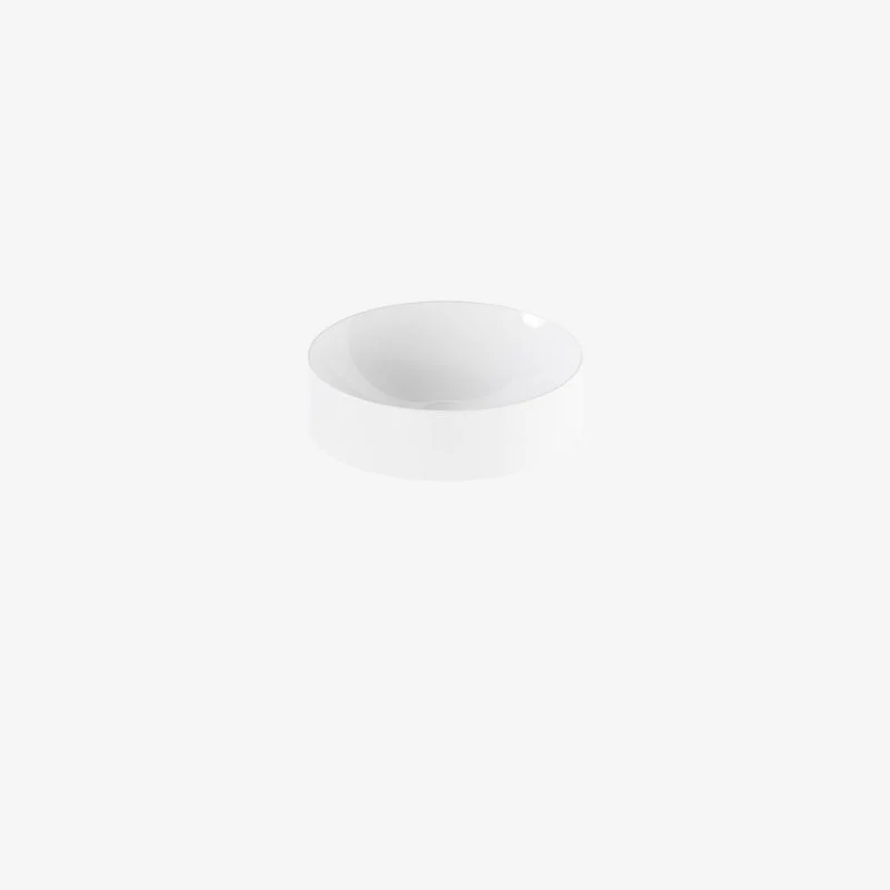 VADO Cameo Round Ceramic Glossy White Countertop Basin with 1 Tap Hole 400 mm