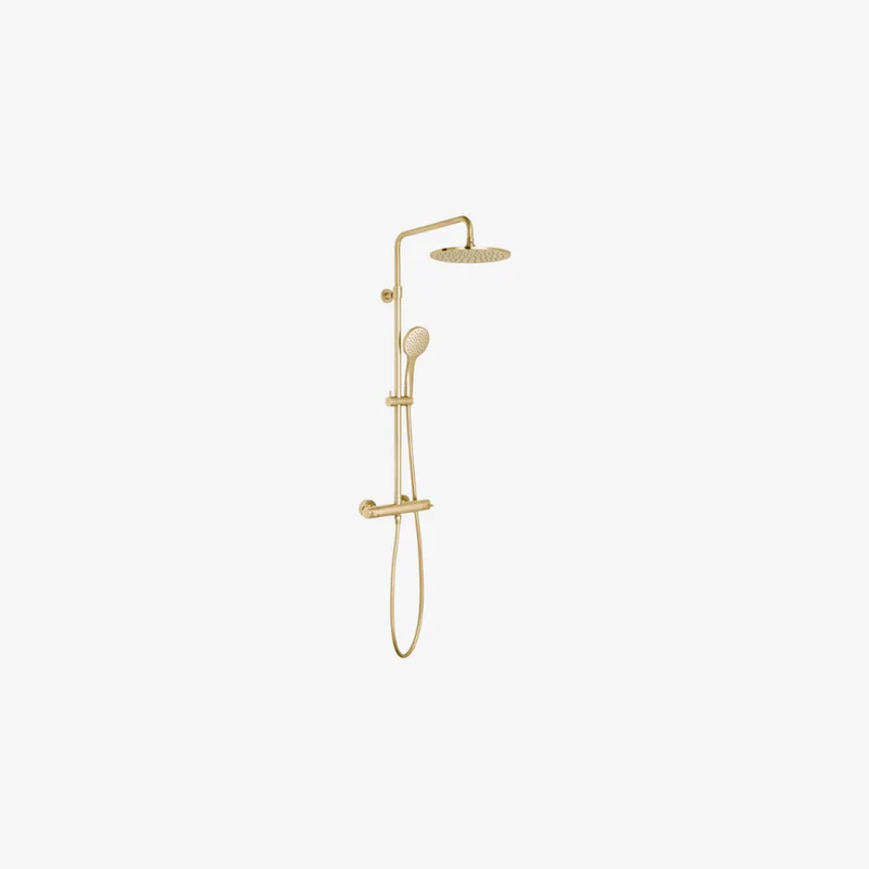 VADO Exposed Round Adjustable Thermostatic Wall Mounted Shower Column 360 x 250 x 825–1235 mm