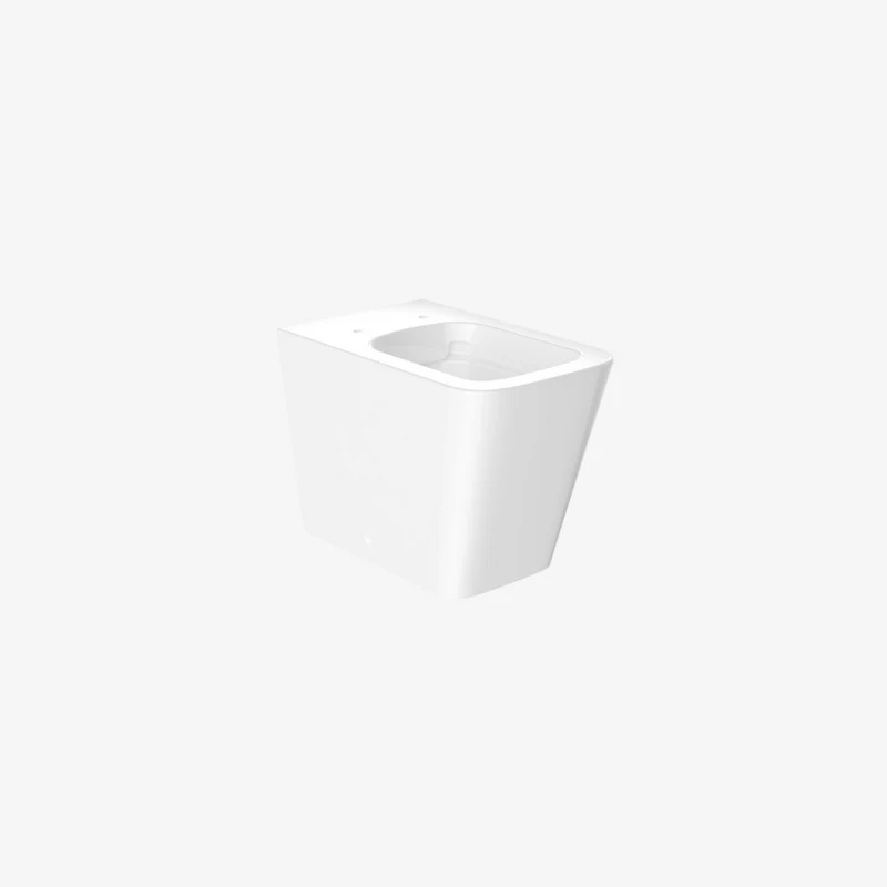 VADO Cameo Gloss White Ceramic Soft Square Rimless Floor Mounted Back-to-Wall WC 545 x 340 x 400 mm