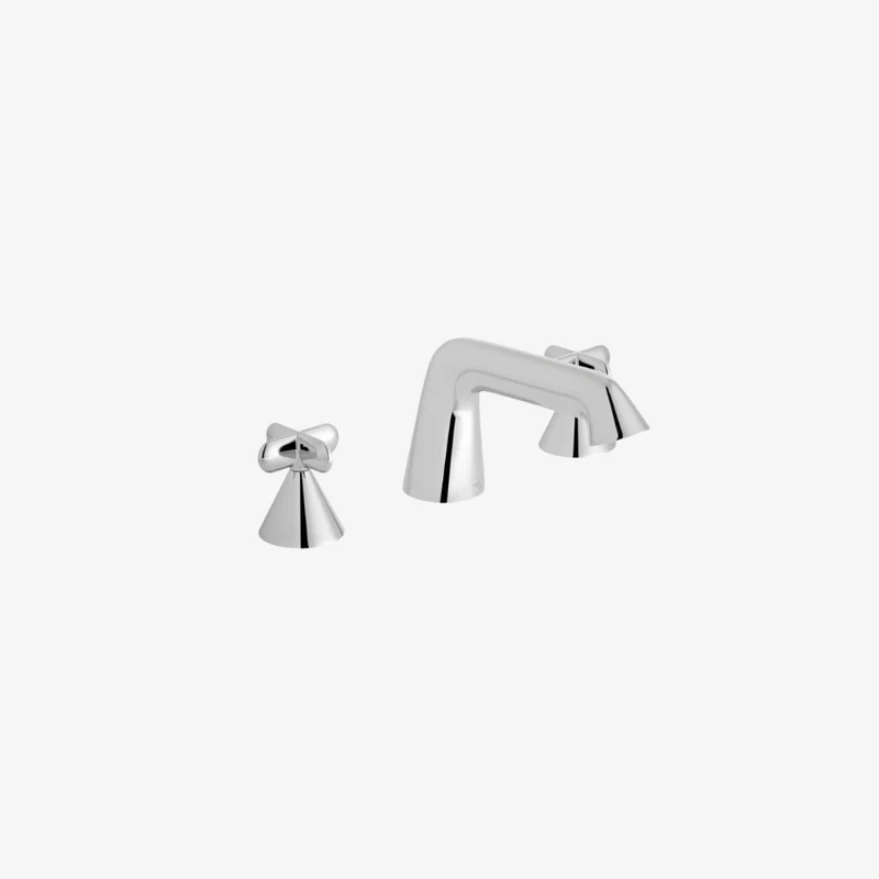 VADO Arrondi Brass 3-Hole Wall-Mounted Chrome Basin Mixer with Cross Handles 174.5 mm