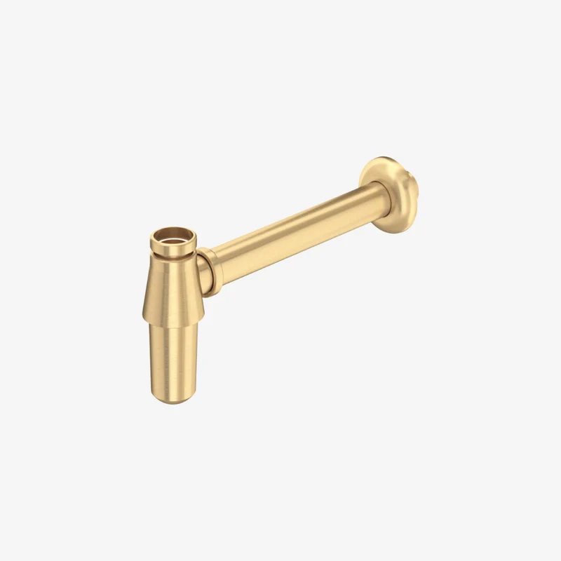 Perrin & Rowe Satin Brass 1¼″ Bottle Trap with Outlet Pipe & Flange 300 mm