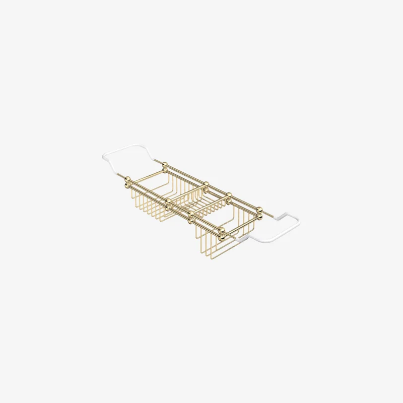 Perrin & Rowe Traditional Brass Adjustable Bath Rack 712–810 mm
