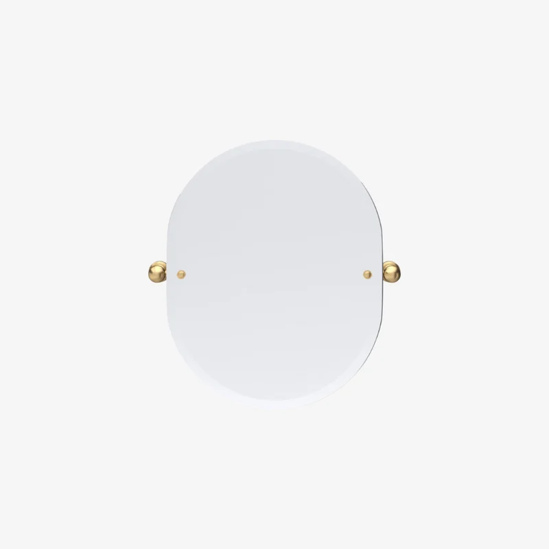Perrin & Rowe Traditional Oval Wall Mounted Mirror with Beveled Italian Glass Brass Fittings & Adjustable Tilt 65 x 590 x 620 mm