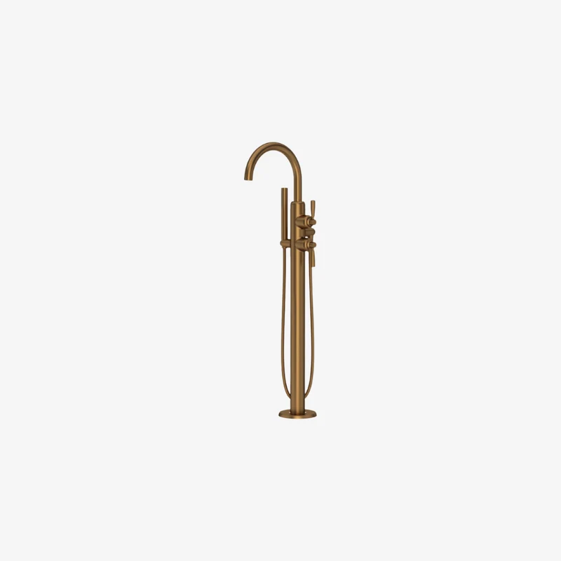Perrin & Rowe Langbourn Brass Freestanding Thermostatic Bath Shower Mixer 330 x 165 x 980 mm