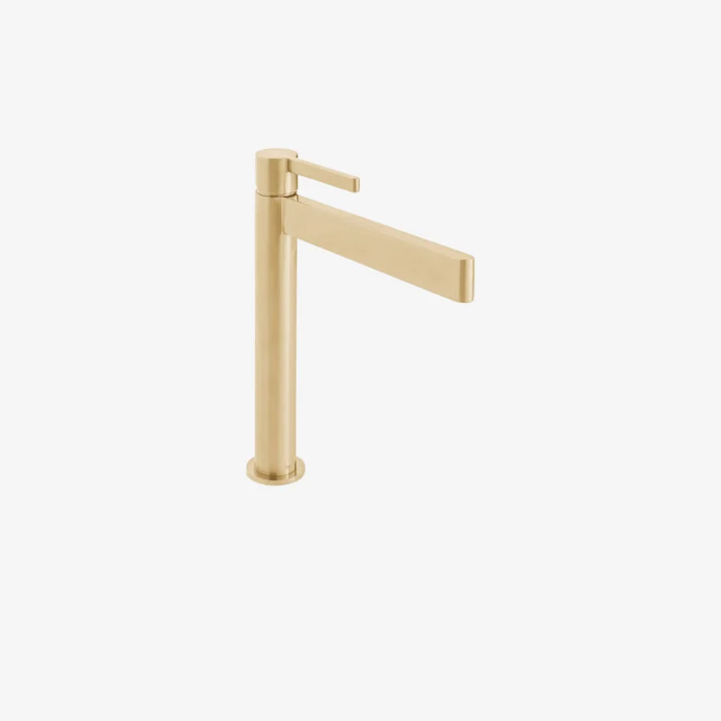 VADO Edit Brass Deck-Mounted Extended Mono Basin Mixer Brushed Gold 5 L/min 236 x 50 x 280 mm