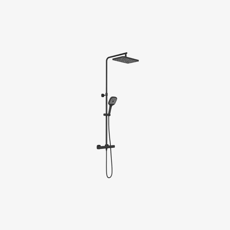 VADO Cameo Brass Wall Mounted Square Thermostatic Exposed Shower Column 360 x 300 x 786–1262 mm
