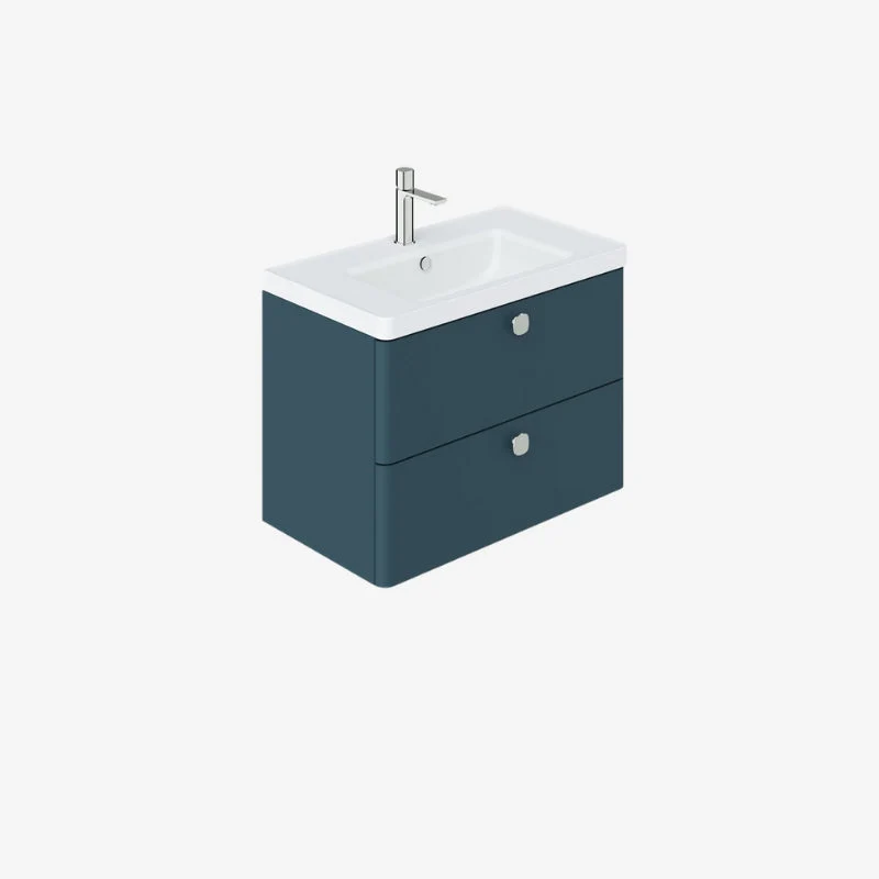 VADO Cameo Atlantic Blue Rectangle Wall-Hung Vanity Unit with 2 Soft-Close Drawers 420 x 795 x 550 mm