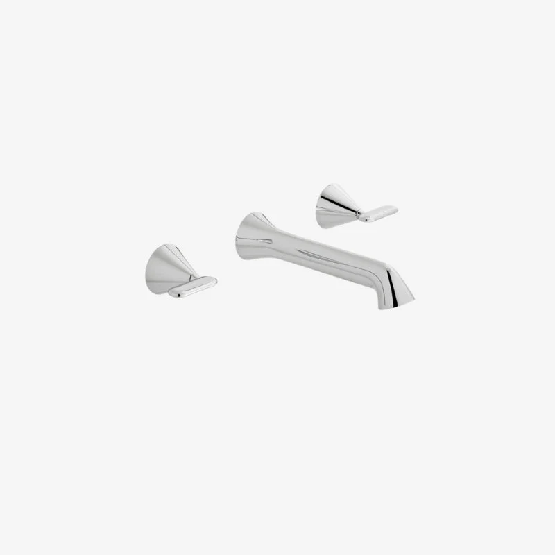 VADO Arrondi Brass 3-Hole Wall-Mounted Basin Mixer Chrome with Lever Handles 179 x 250 mm