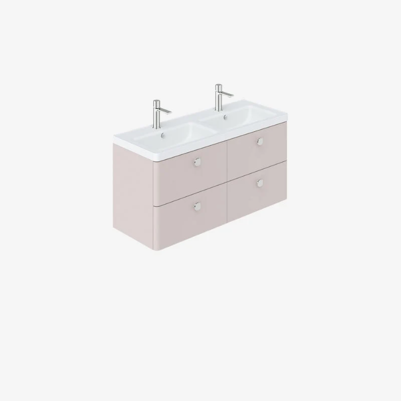 VADO Cameo Pink Clay Rectangle Wall-Hung Vanity Unit with 4 Soft-Close Drawers 420 x 1195 x 340 mm