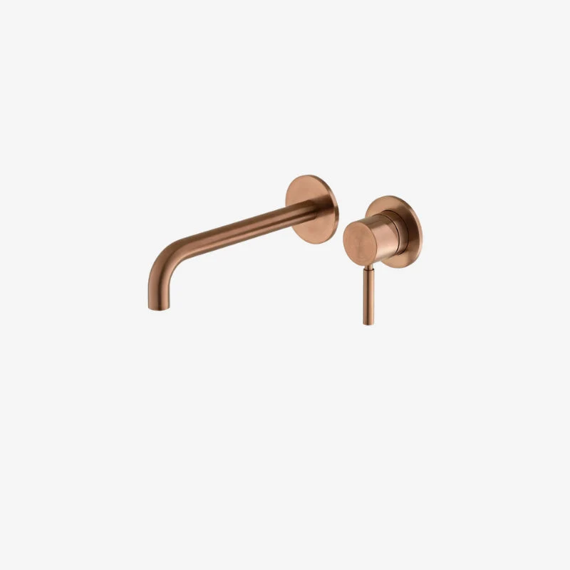 VADO Origins Slimline Round 2-Hole Wall-Mounted Single-Lever Basin Mixer Brushed Bronze 180 x 100 mm