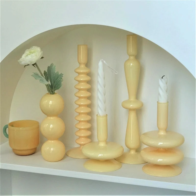 Ivory Glass Candleholder | Veska