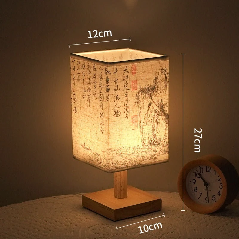 LED bordslampa i kvadratisk design – trådbas med japanskt mönster | Veska