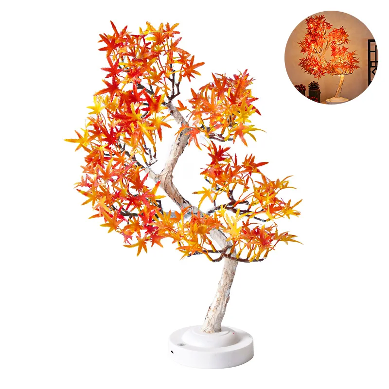 LED Lönnlöv Bonsai Träd Nattlampa – Dekorativ Bordslampa för Vardagsrum och Sovrum | Veska