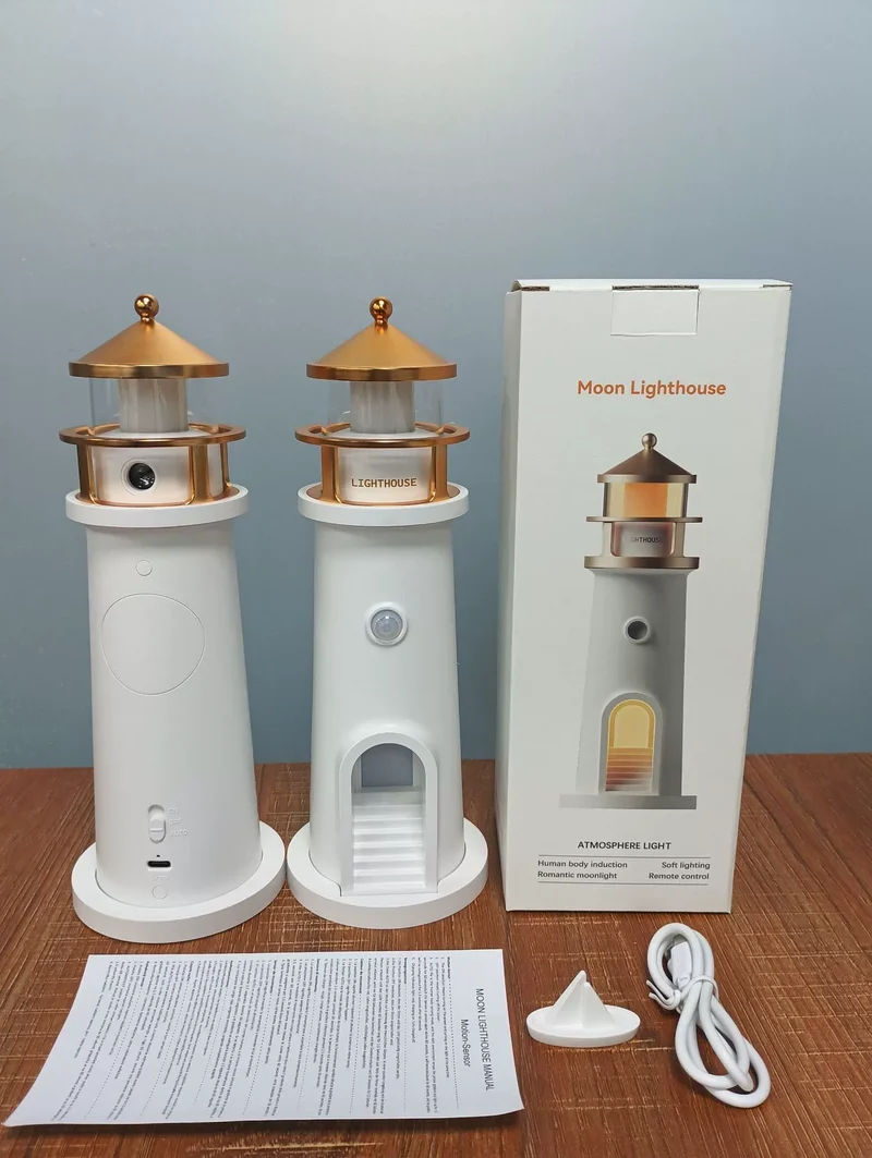 Månlampa Fyr Projektionslampa Ambient Nattljus Bluetooth Högtalare Fjärrkontroll Rörelsesensor Bordslampa | Veska