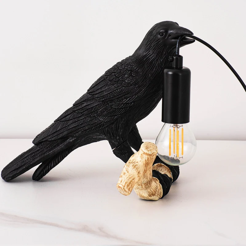 Kreativ fågelbordslampa sängbord nattljus vardagsrum sovrum atmosfär mini lampa | Veska