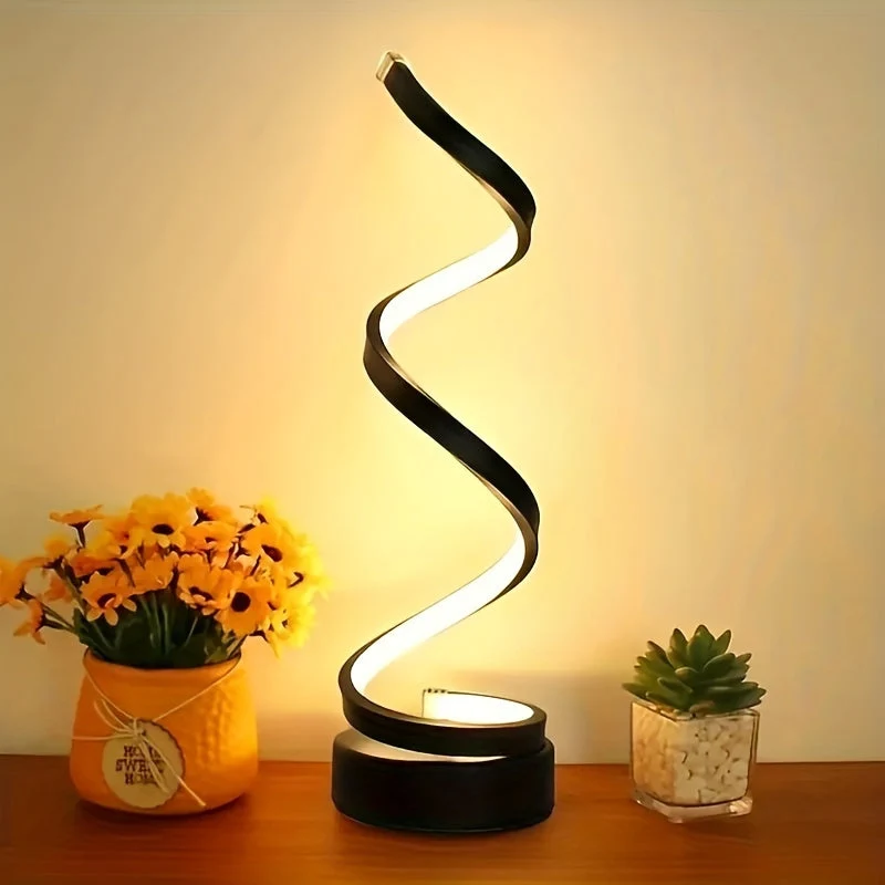 Modern Spiral Bordslampa – Kreativ LED Skrivbordslampa med Mjuk Varm Ljus, Perfekt för Sovrum, Vardagsrum och Studieinredning | Veska