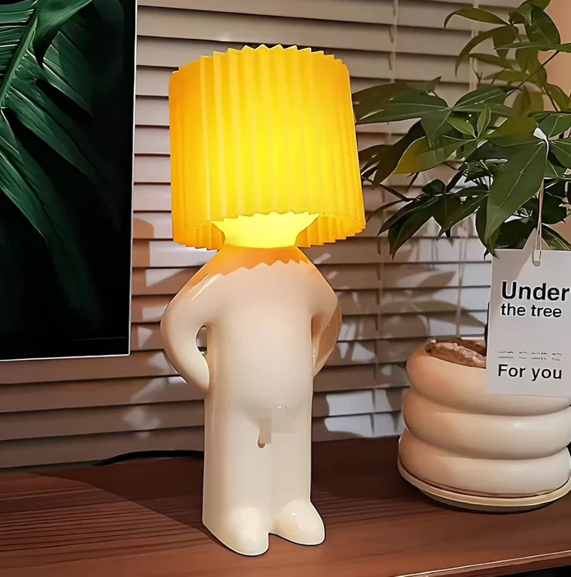 Bordslampa - Kreativ lilla Shy Boy LED-lampa | Veska