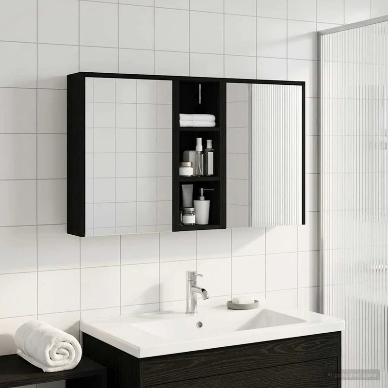 Badrumsskåpsset 3 st 106 x 16 x 62,5 cm Konstruerat trä