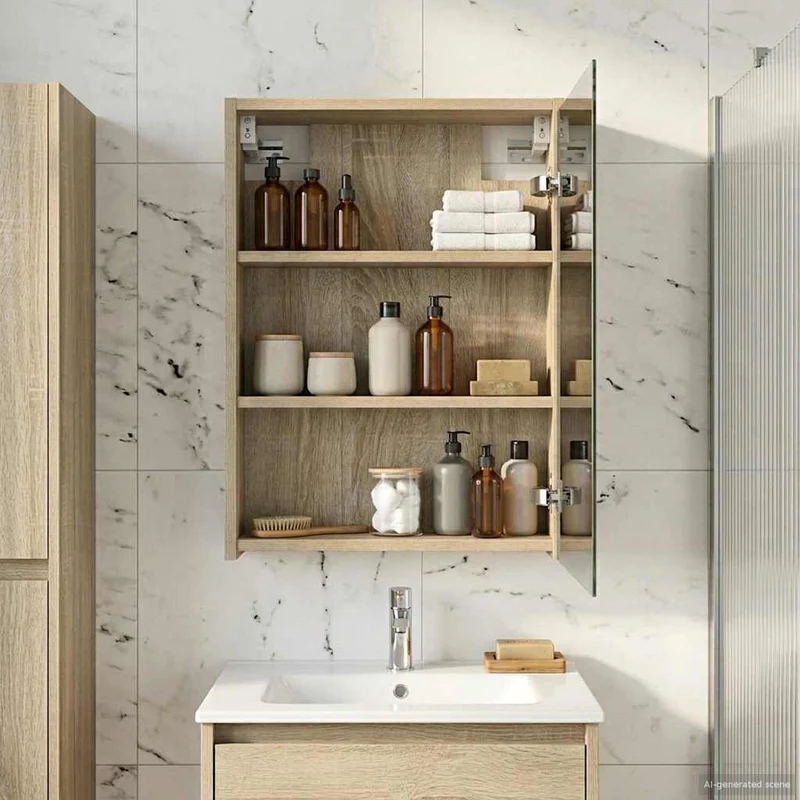 Badrumsspegelskåp Sonoma-ek 43 x 16 x 62.5 cm Konstruerat trä