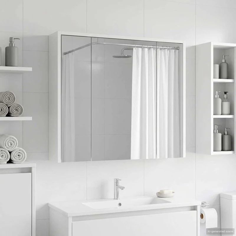 Badrumsspegelskåp Vit 73,5 x 16 x 62,5 cm Konstruerat trä