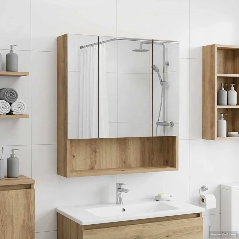 Badrumsspegelskåp Artisan-ek 60 x 14.5 x 70 cm Konstruerat trä