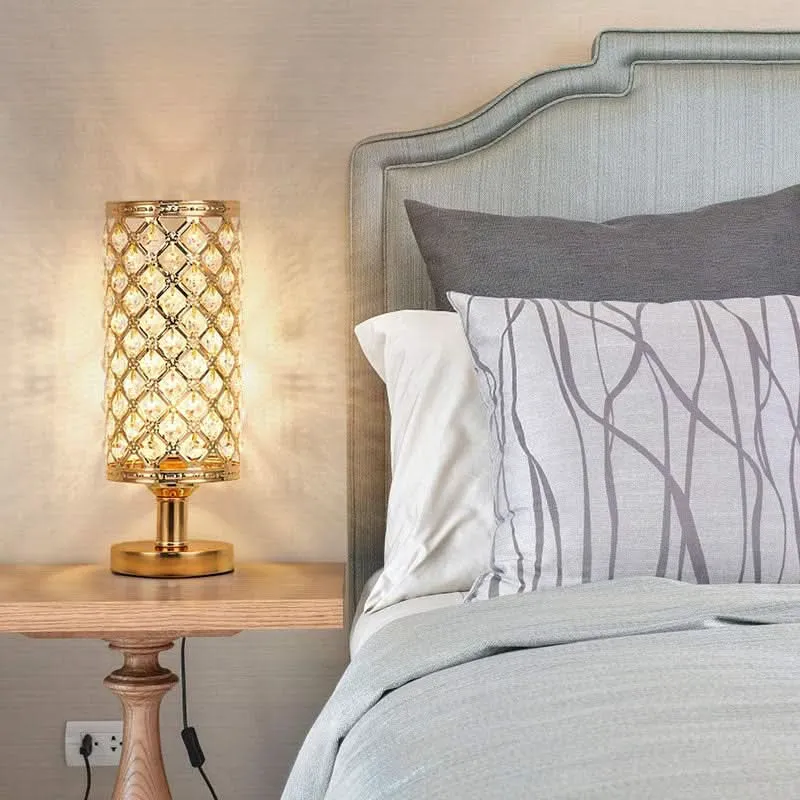 Modern Kristall USB Bordslampa – Guld eller Silver | Veska