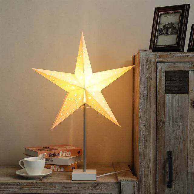 StellarGlow | Strålande LED Stjärn Lampa – Träbas Ambientljus för Sovrum & Vardagsrum Dekor | Veska