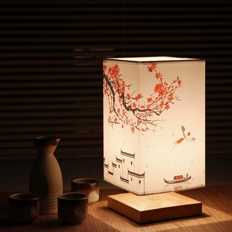 Vintage japansk bordslampa – Perfekt för att skapa en lugn sovrumstämning | Veska