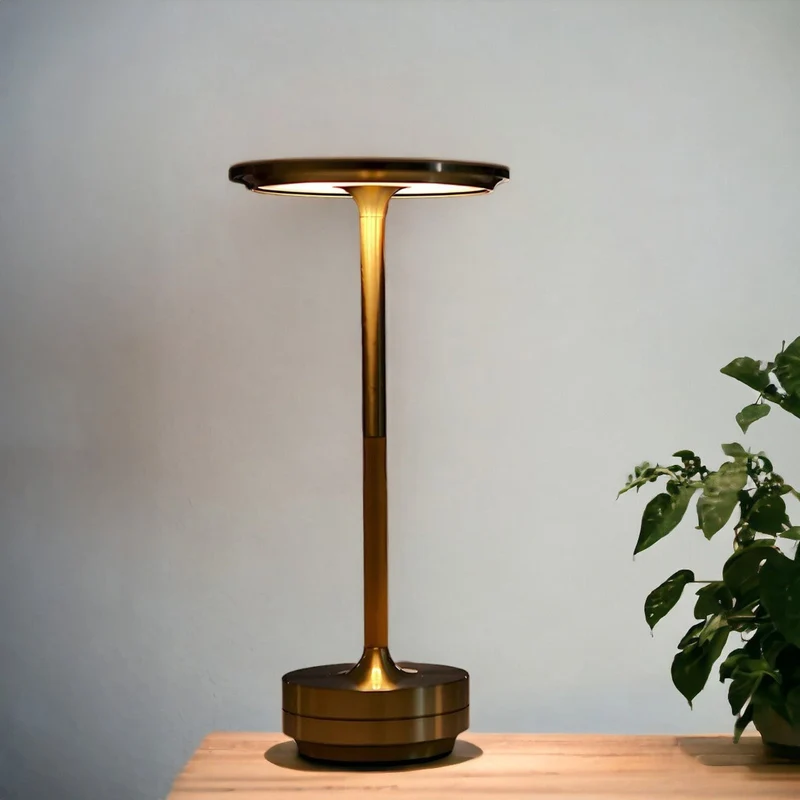Trådlös uppladdningsbar modern Aura-bordslampa med touchkontroller | Trådlös LED-lampa för moderna sidobord och skrivbord | Minimalistisk bordslampa | Veska