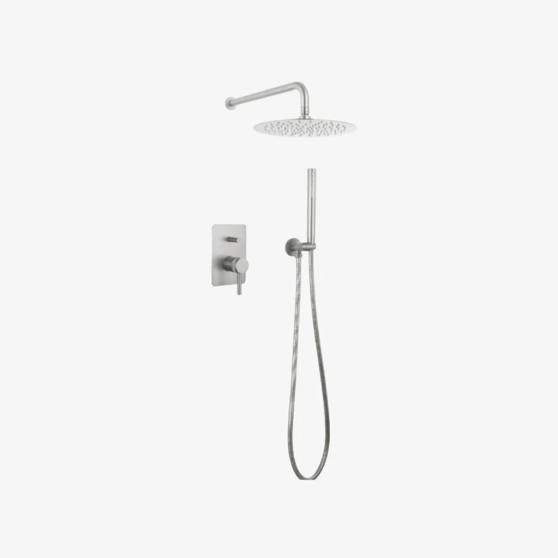 Spain Brass Round Wall Mounted 2-Hole 2-Way Concealed Shower Mixer Complete Set 246 x 503 mm