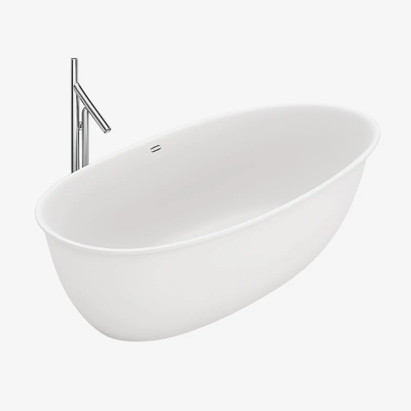 CLEA Meissen Solid Surface Freestanding Bathtub Matt White with Overflow & Pop-Up Waste 1700 x 800 x 600 mm