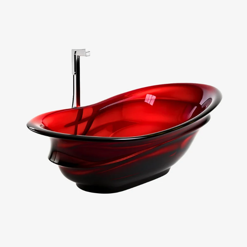 CLEA Resin Transparent Cast Resin Freestanding Bathtub with Chrome Pop-Up Drain 1800 x 880 x 613 mm