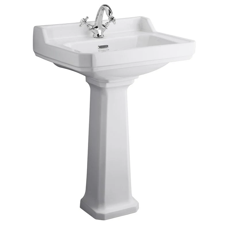 Tvättställ Fitzroy 60 Cm Med Piedestal - Ett Blandarhål