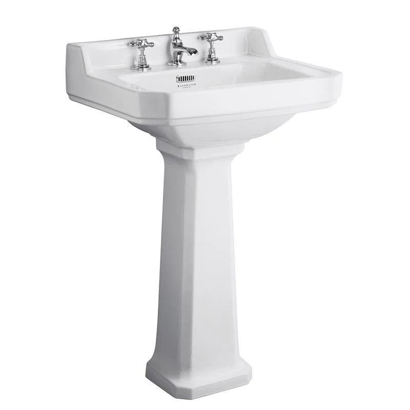 Tvättställ Fitzroy 56 Cm Med Piedestal - Tre Blandarhål