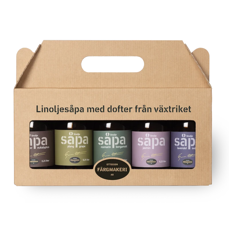 Presentförpackning med linoljesåpa Ottossons 5x250 ml