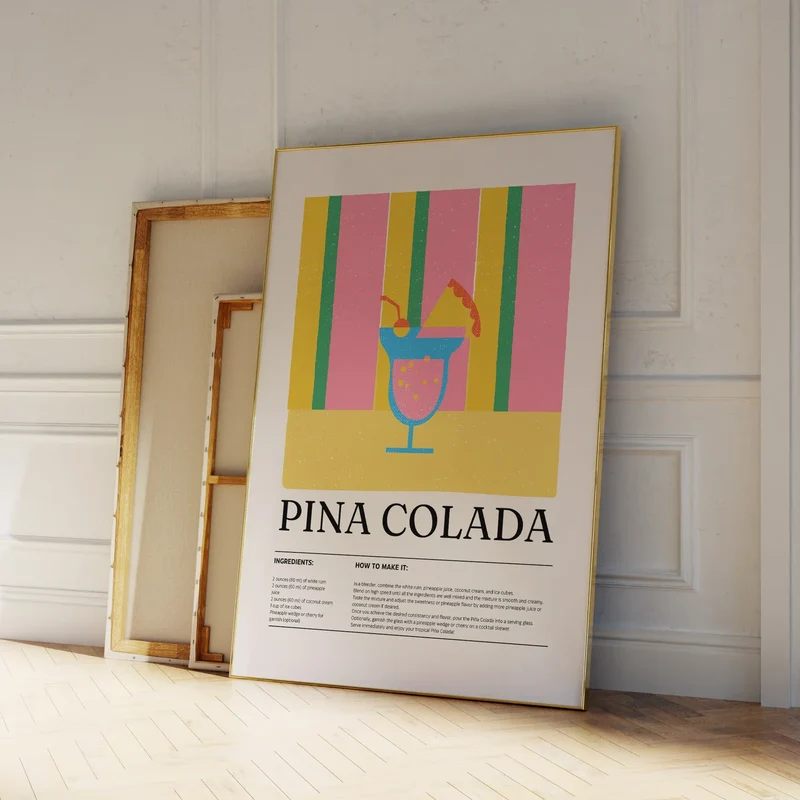 Piña Colada Cocktail Väggkonst – Tropisk & Stilig Dekor | Veska