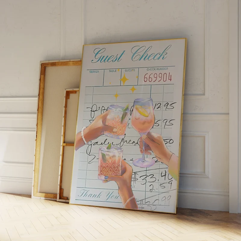 "Guest Check" Väggkonst – Retro & Lekfull Inredning | Veska