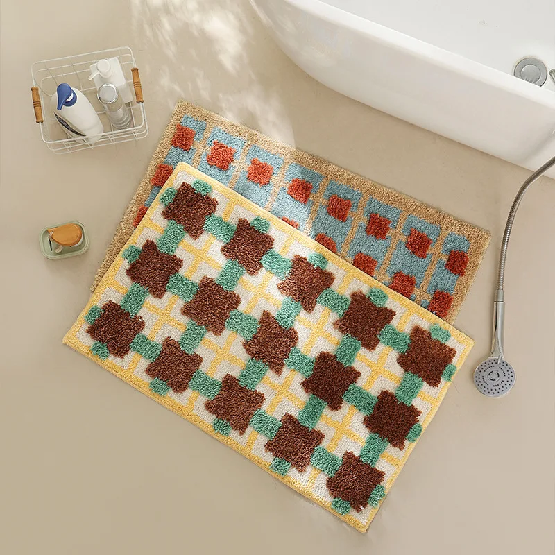 Abstract Grid Tufted Bath Mat | Veska