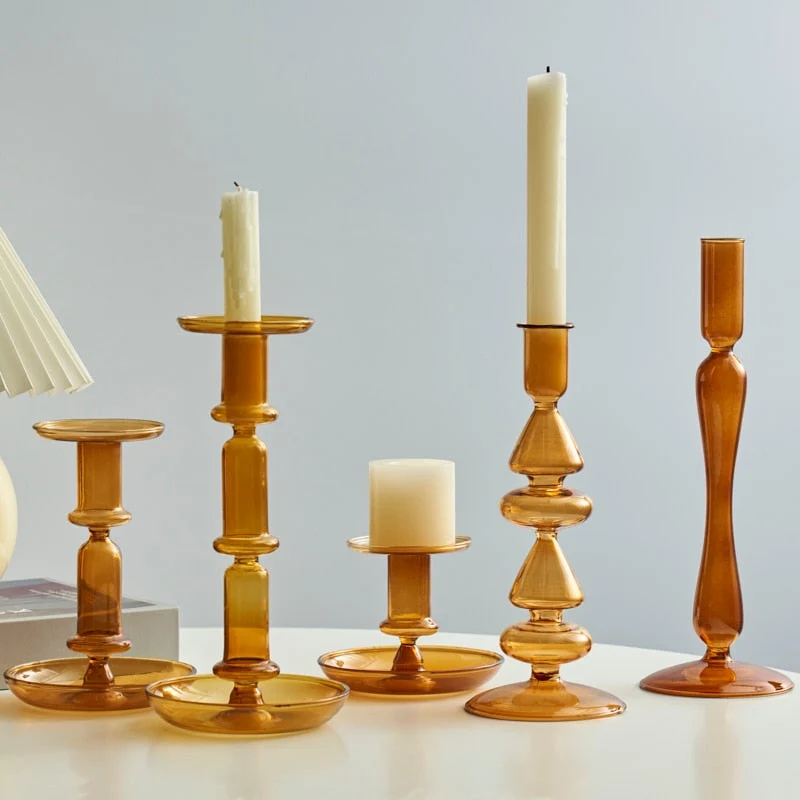 Amber Modern Glass Candle Holder | Veska