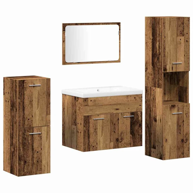 Badrumsmöbelset 5 st Brun 60 x 38,5 x 46 cm Konstruerat trä
