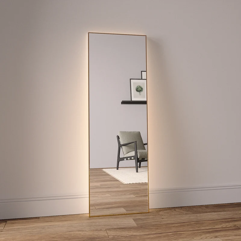 Aitta-peili LED-valoilla ja pronssikehyksellä (50x150 cm)
