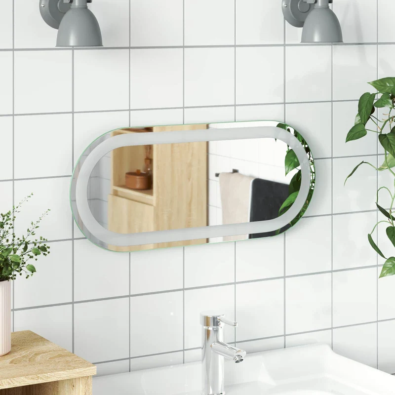 LED Badrumsspegel med spegel Transparent 60 x 25 cm härdat glas