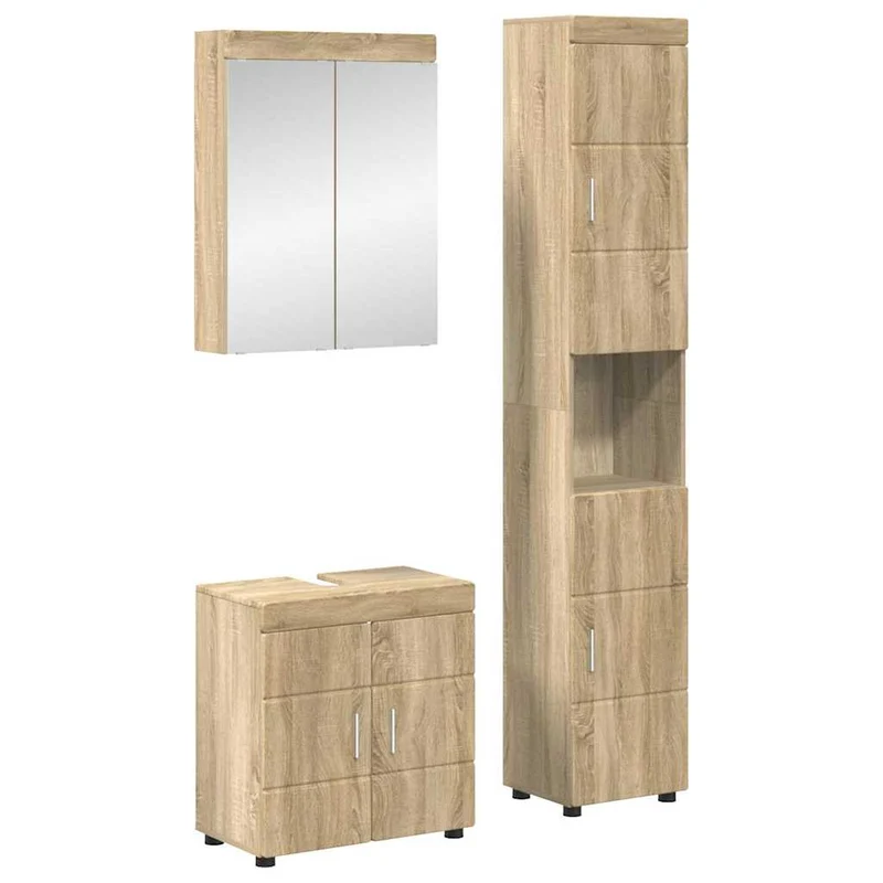 Badrumsmöbelset TULUM 3 st Sonoma-ek 60 x 34 x 63 cm