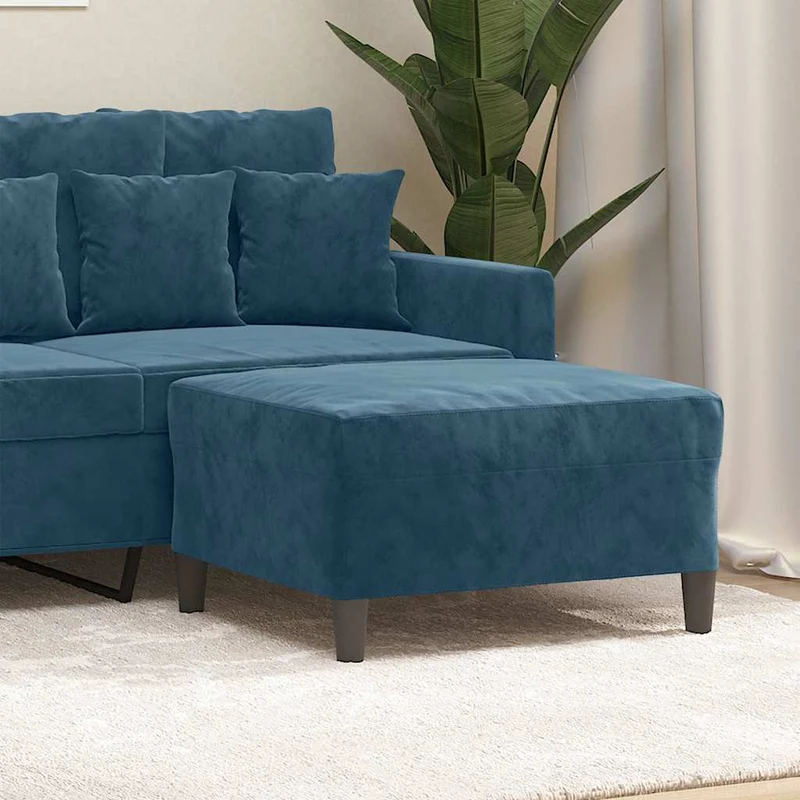 Fotpall Blå 70x55x41 cm sammet