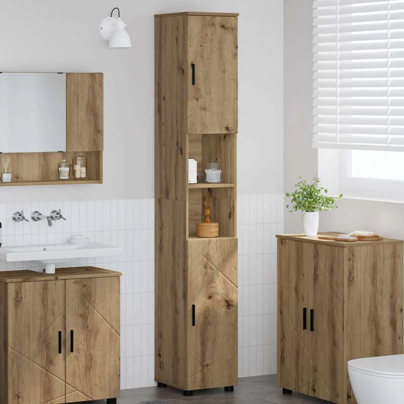Badrumsskåp med lagring med dörr Artisan Ek 30 x 35 x 192 cm