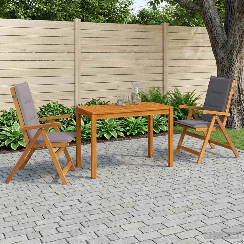 Garden Dining Set Naturlig Massivt Akaciaträ