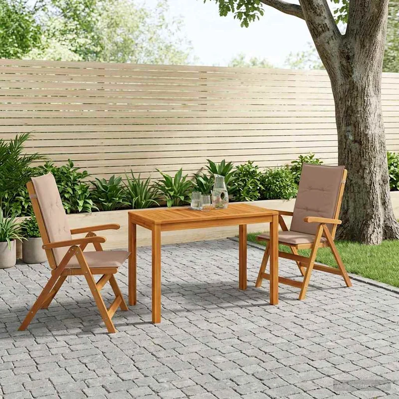 Garden Dining Set Naturlig Massivt Akaciaträ