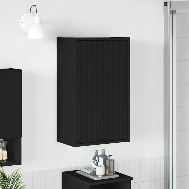 Badrumsskåp Svart 39 x 23,5 x 65 cm Konstruerat trä & Metall