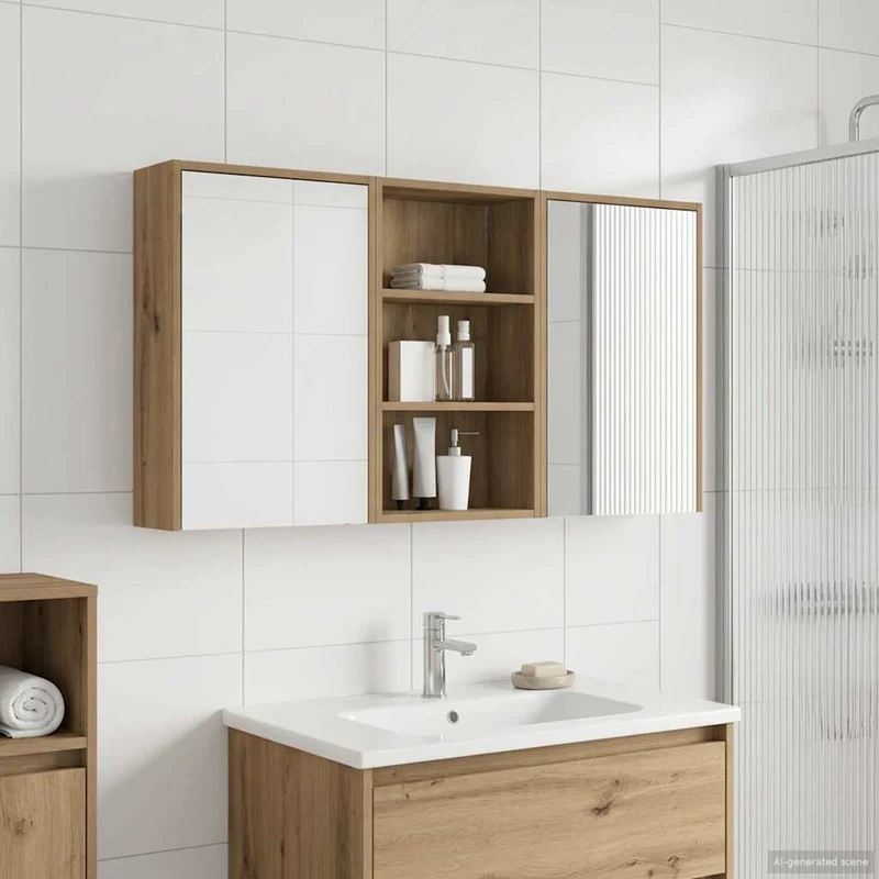 Badrumsskåpsset 3 st 126 x 16 x 62.5 cm Konstruerat trä