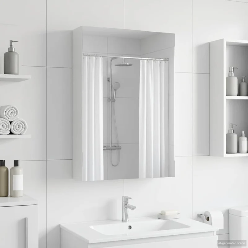 Badrumsspegelskåp Vit 40 x 10,5 x 60,5 cm Konstruerat trä